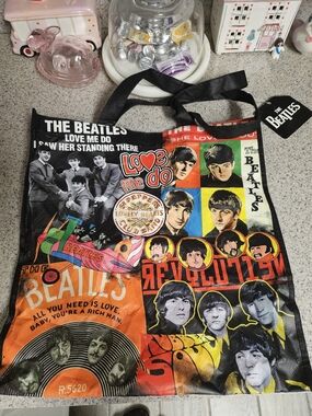 The Beatles Multicolor Collage Tote Bag
